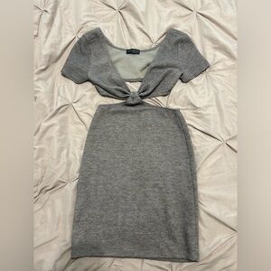 White Fox Boutique Charcoal Twist Mini Dress